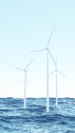 offshore wind turbines generating renewable energy in the ocean. vertical animation