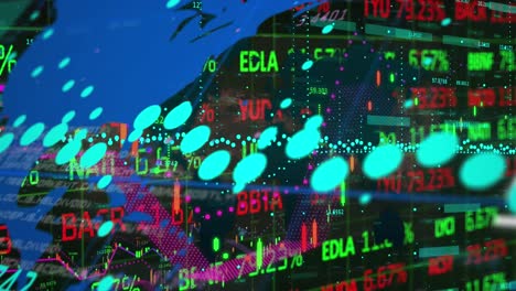 vídeo de gráficos y cifras financieras que representan datos del mercado de valores.