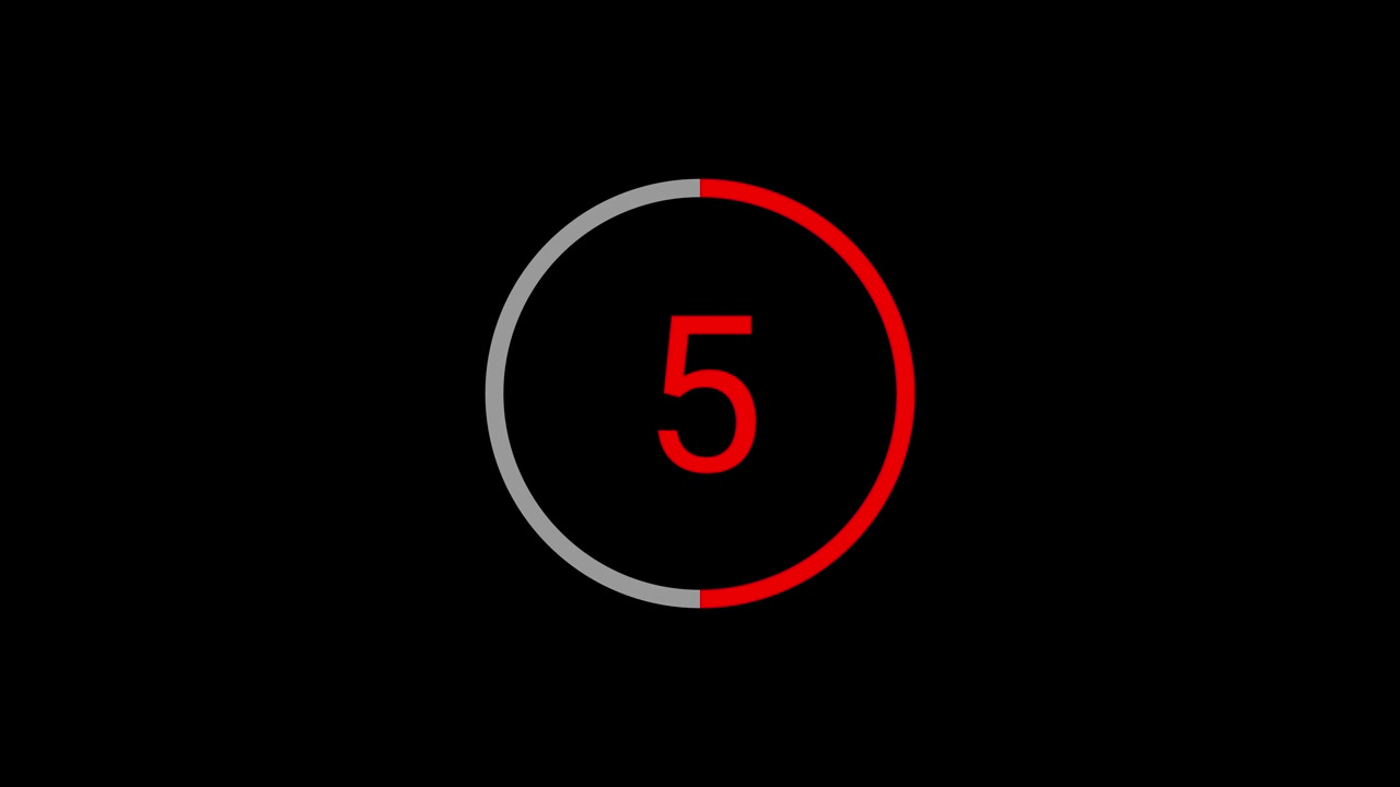 Animated Red Circle Countdown Timer on Black Background