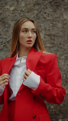 woman in red blazer