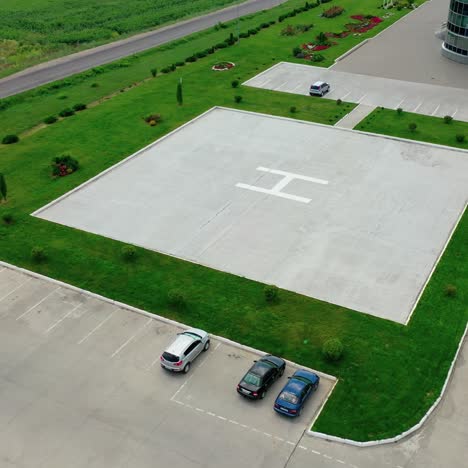 helicopter landing site. aerial view of a large modern industrial factory