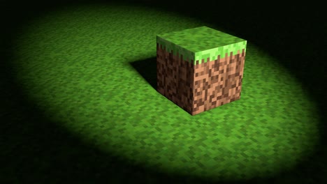 video game geometric mosaic waves pattern. construction of hills landscape using brown and green grass blocks. the spotlight is shining, dark shadow. minecraft style. 3d animation loop of 4k