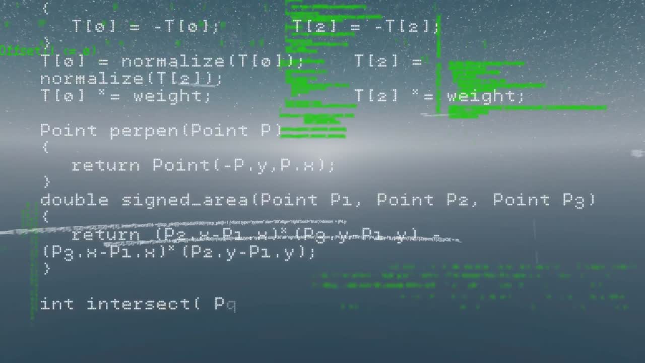 Digital animation of screens with data processing against grey background
