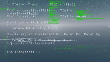 Digital animation of screens with data processing against grey background
