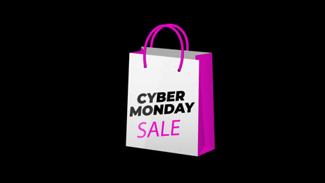 Cyber-Monday-sale-sign-banner-for-promo-video.-Sale-shopping-bag.-Special-offer-discount-tags-with-Alpha-Channel-transparent-background.