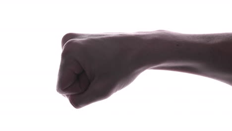 fist of a caucasian hand gesture isolated over white background