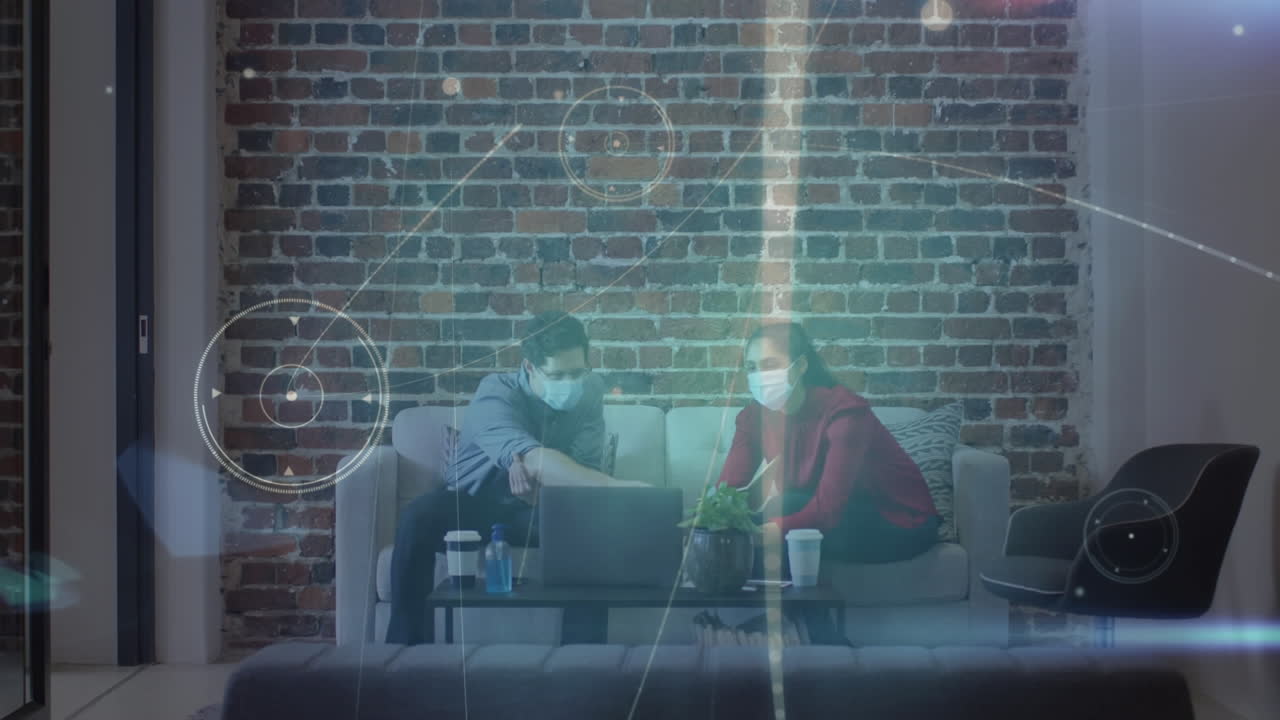 animación de la red de conexiones sobre personas de negocios en la oficina