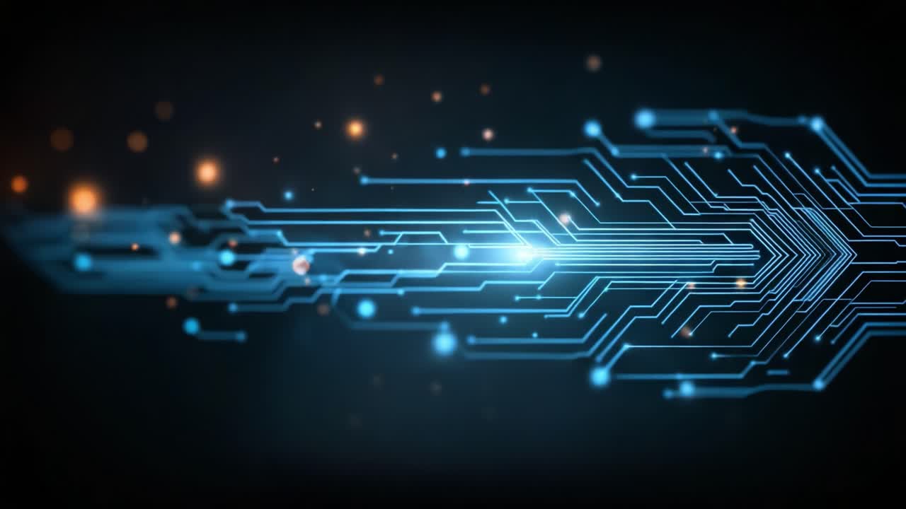 Dynamic Digital Circuitry Flowing with Light: A Futuristic Visualization of Technology Progress and Connectivity in an Abstract Digital World