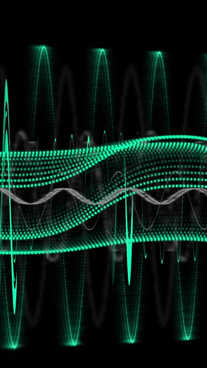 Animation of dots forming dynamic wave pattern over circular patterns against black background