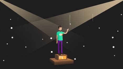 person on a podium