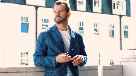 stylish man in striped blazer