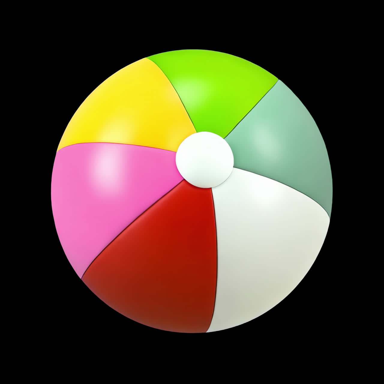 Colorful beach ball animation isolated asset, transparent 4K video, alpha channel, ProRes 4444
