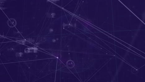 animación de la red de conexiones con procesamiento de datos sobre fondo azul