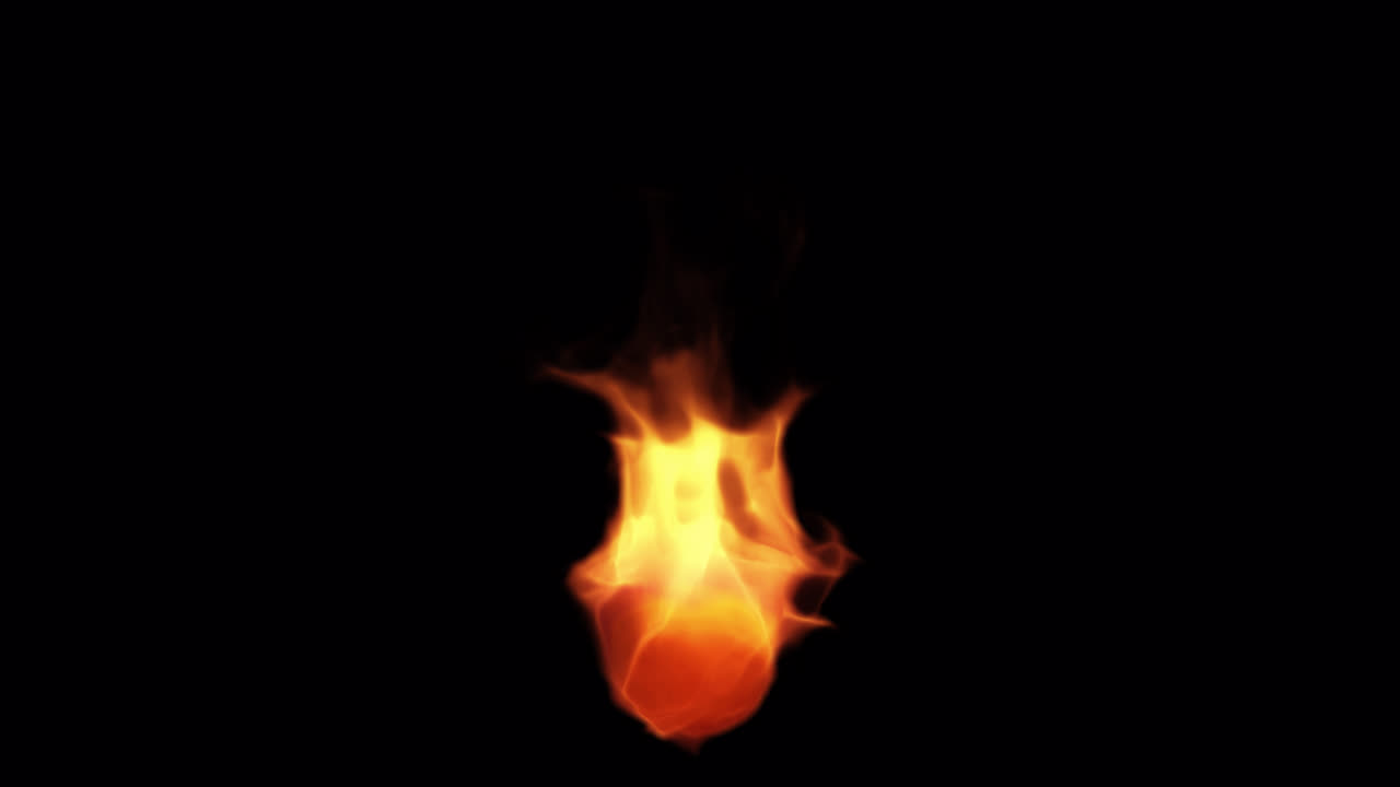 Realistic Isolated Flame Burning on Black Background