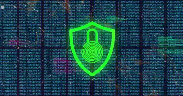 Wireframe network appearing, padlock shield emerging, border pulsing red, showing security threat