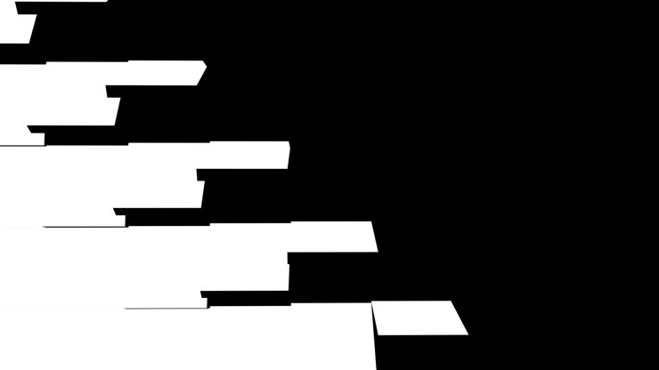 Abstract Transition Effect with White Rectangles Folding Over Black Background