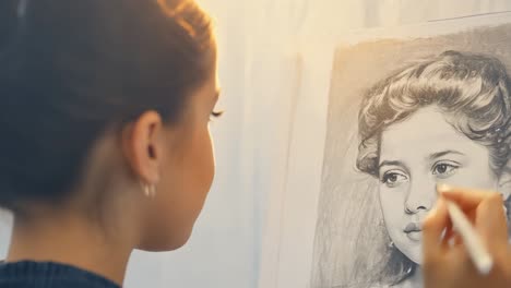 young artist creating a portrait