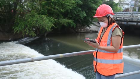 environmental engineers work at wastewater treatment plants