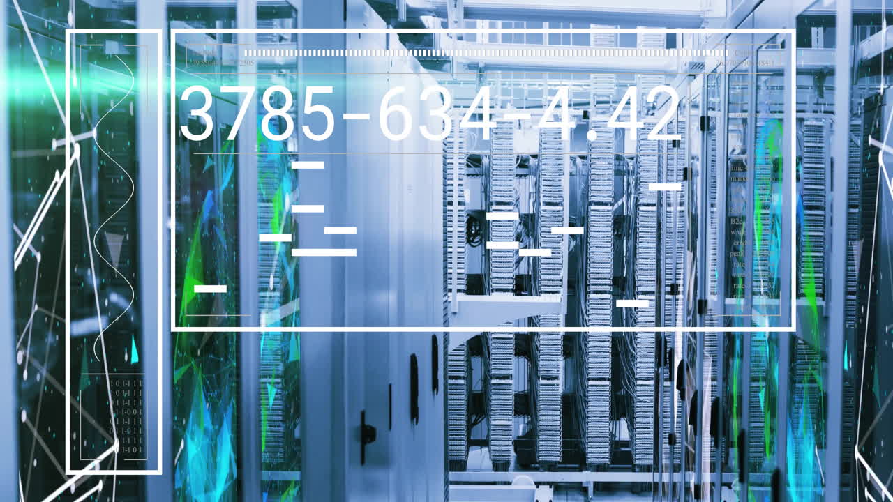 Animation of data processing over server room