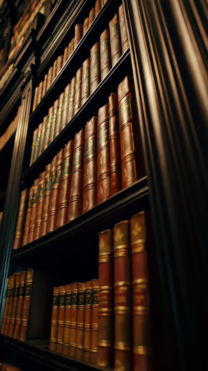 Grand Library Interior with Antique Books
