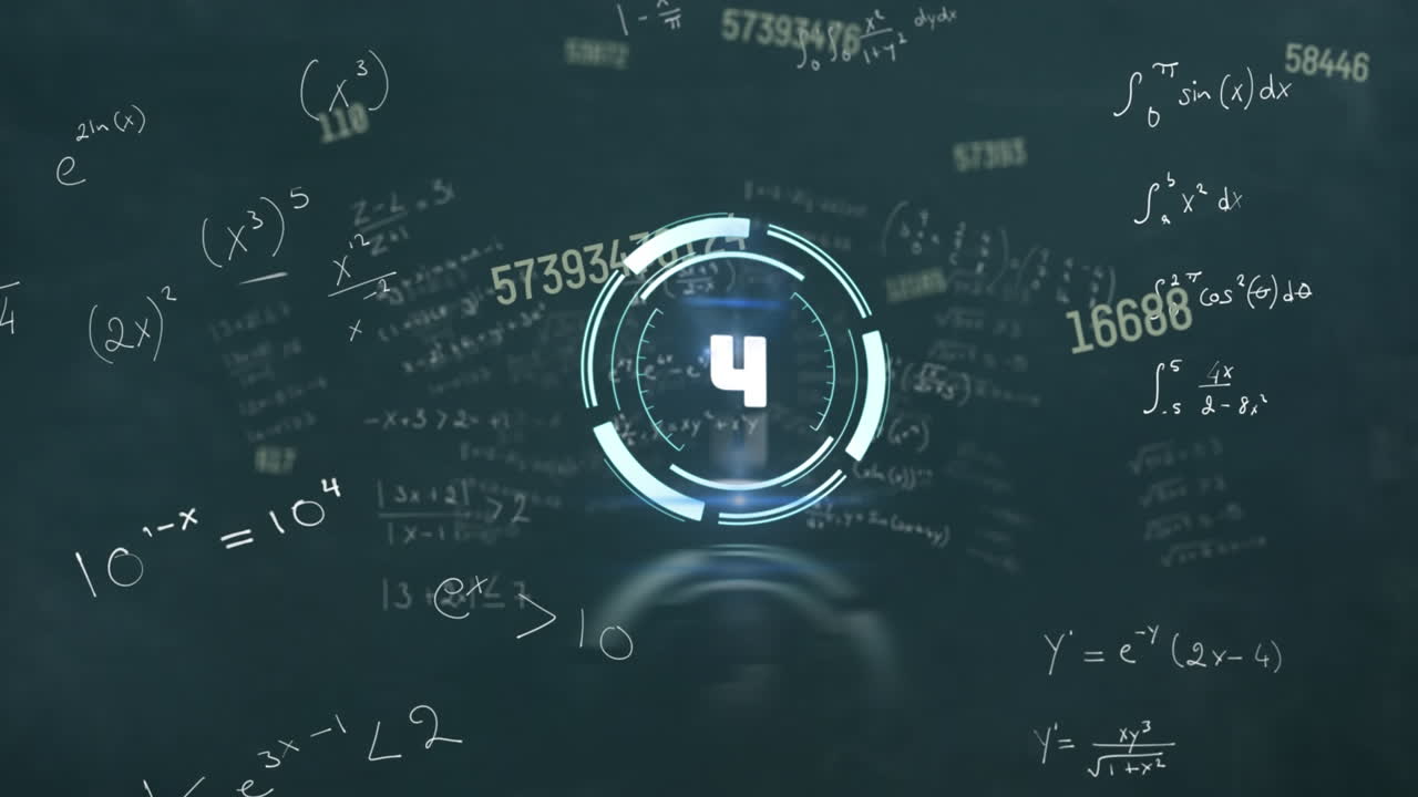 검은 바탕에 숫자의 애니메이션과 범위 스캐닝