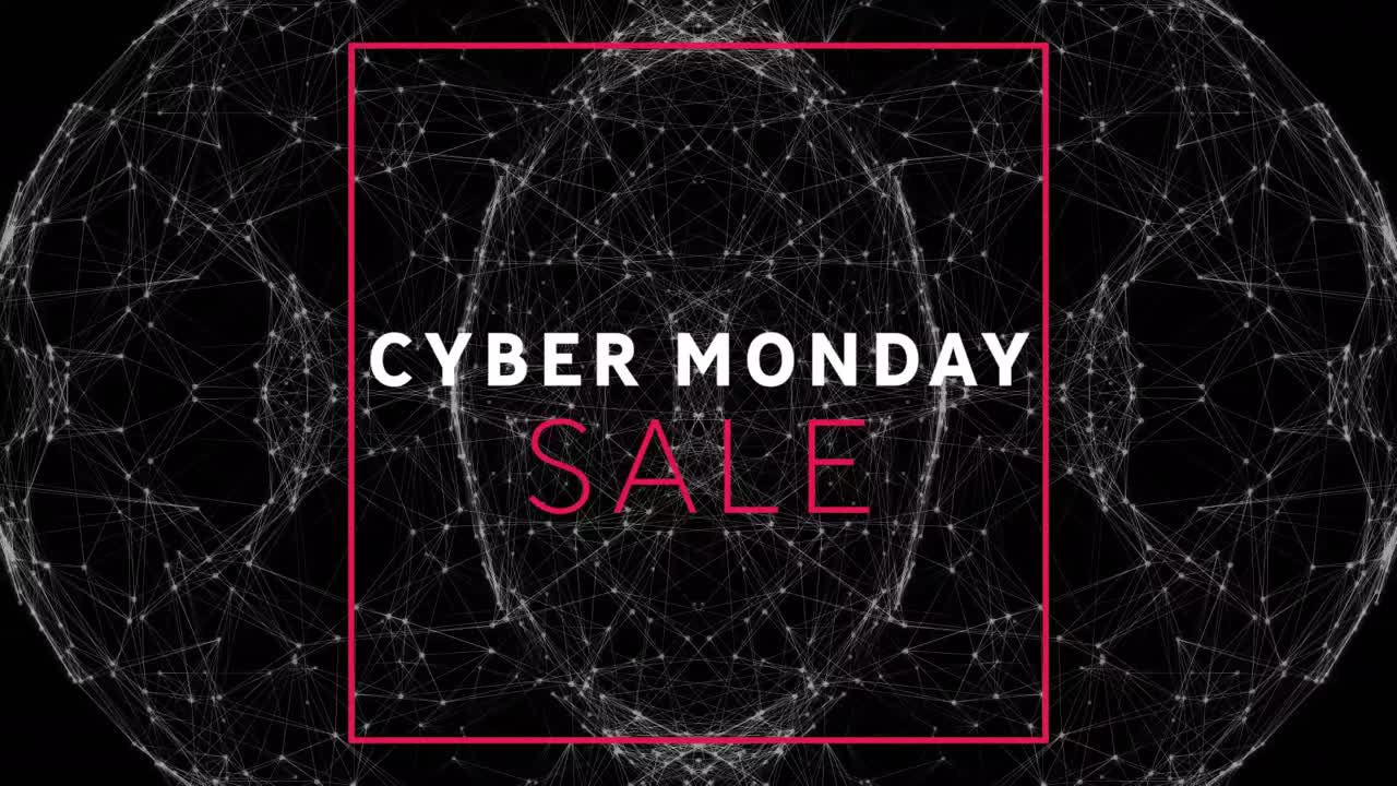 연결 네트워크를 통해 사이버 월요일 판매 텍스트의 애니메이션