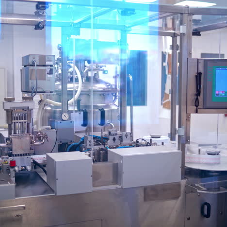 pills production. modern automated equipment inside the pharmaceutical plant. pharmacy industry.