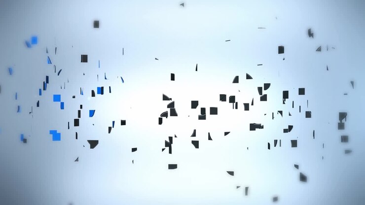 Square particles forming a logo on a clean white backdrop for modern openers