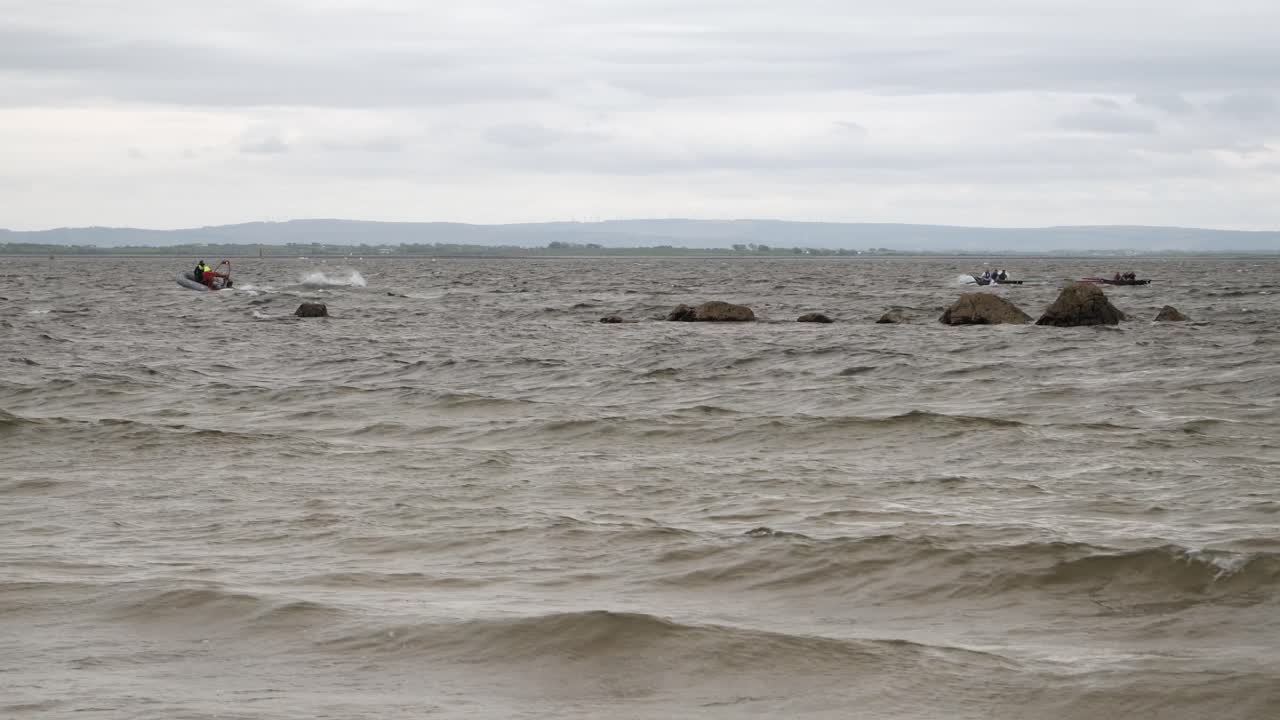 지원 선박 보트 리드 커래치 아일랜드 보트 경주 바다를 통해, 갈웨이