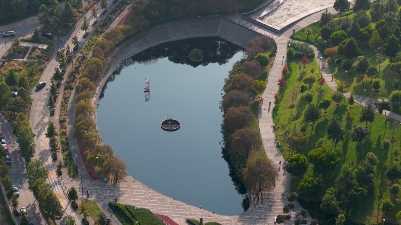 Aerial view of La Mexicana Park located in heart of Santa Fe, CDMX