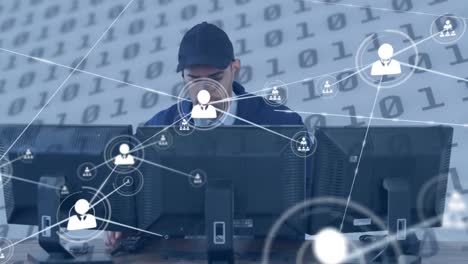 animación de redes de conexiones y procesamiento de datos sobre el hombre utilizando computadoras