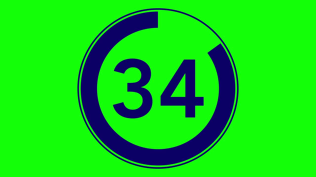 40 seconds simple countdown timer (dark blue on chroma key background)