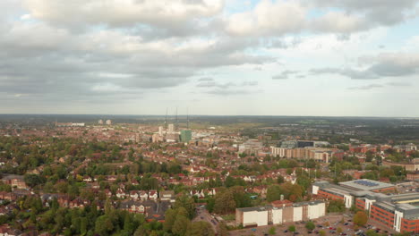 rising aerial shot of watford outer london