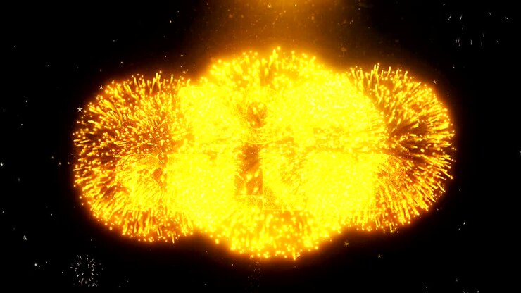 Top Seller Text on Firework Display Explosion Particles.