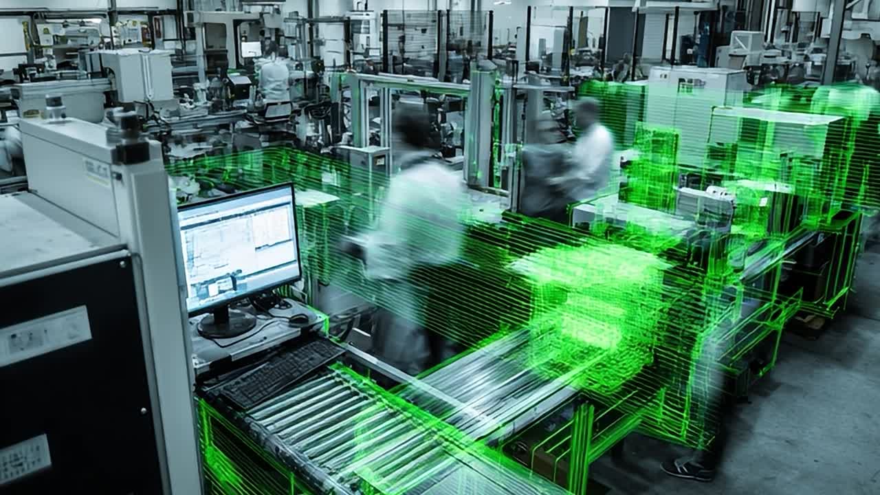 Modern manufacturing facility utilizing digital technology for efficiency