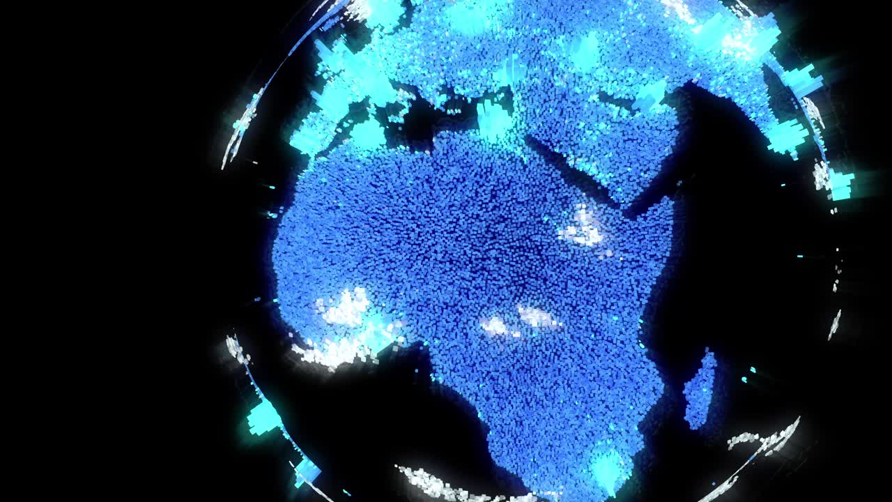 3dグローブで 人間の住む地域が輝いています