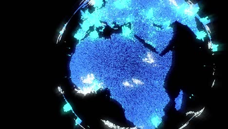 globo terrestre 3d con áreas de población humana brillando