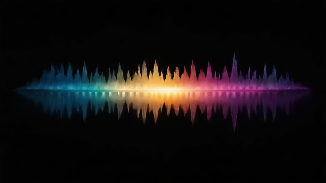 A Vibrant Audio Visualization Displaying Colorful Peaks and Valleys - An Artistic Representation of Sound Frequencies on a Dark Background