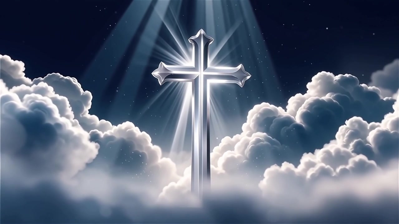 Christian Cross Heavenly Light Worship Background