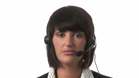 mujer en un auricular