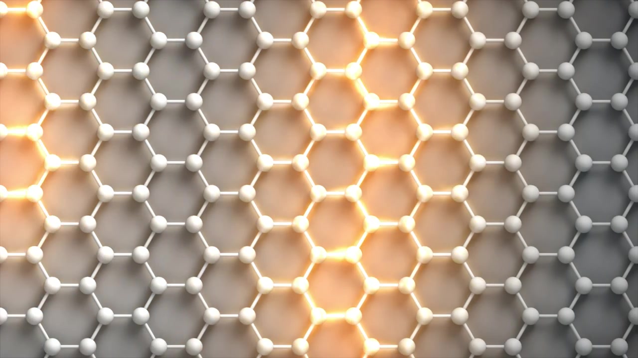 Anello di conducibilità per la dispersione del calore del grafene, grigio. Questa animazione 3D di nanotecnologia rappresenta la conducibilità termica.