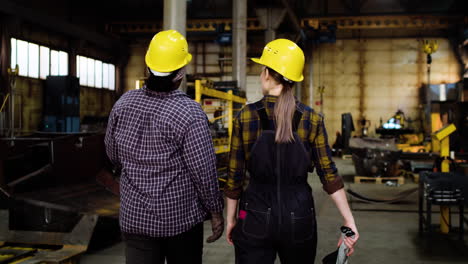 woman going through factory