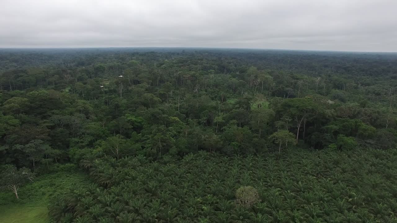 grabado en lo alto desde un dron, se puede ver una casa mientras la cámara vuela rápidamente hacia el horizonte.