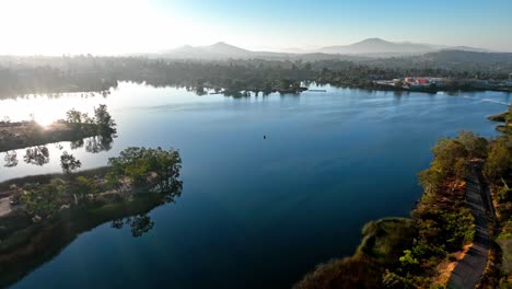 orbiting around lake murray san diego california aerial