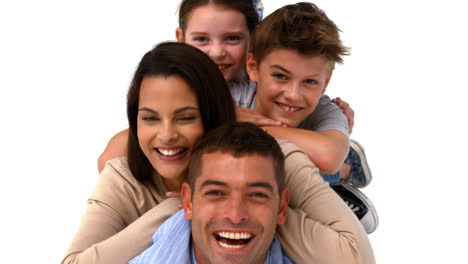 familia feliz sobre un fondo blanco