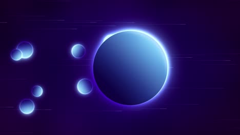 abstract animation of a blue gradient planet traveling through space over light streaks and spilling particles