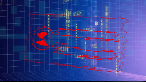 animación del icono de la persona y procesamiento de datos a través de servidores informáticos