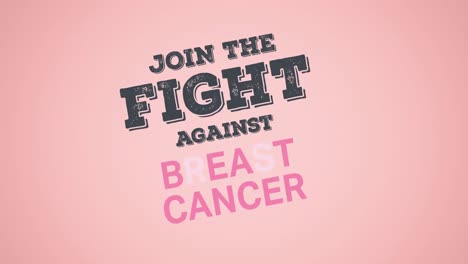 animation of pink ribbon logo and breast cancer text appearing on pink background