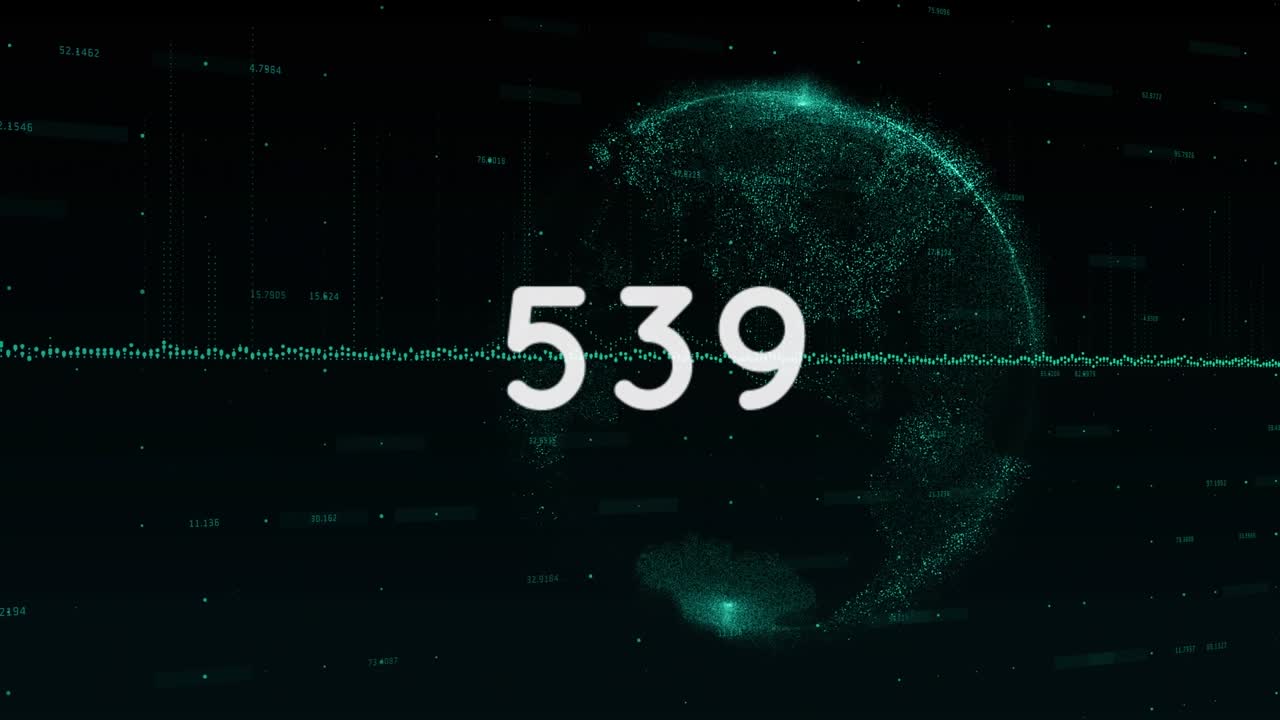 Animation of numbers changing over globe and data processing
