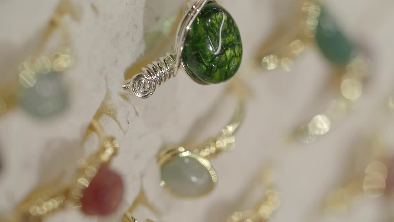 Selection of handcrafted rings with gemstones